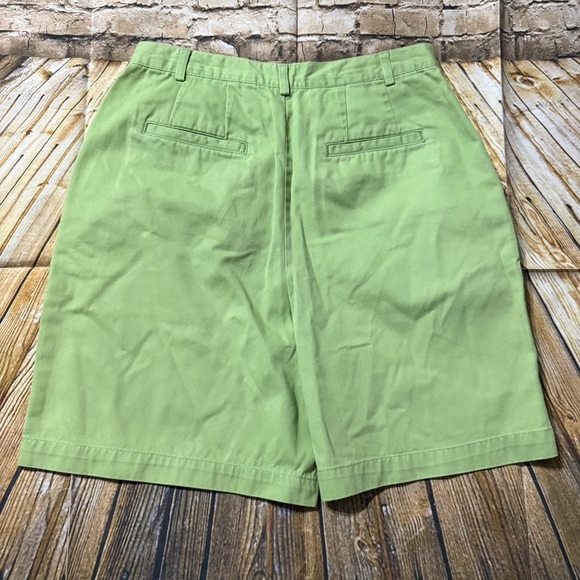 Vintage Lands End Lime Green Cotton High Waisted Chino Shorts - Picture 2 of 3